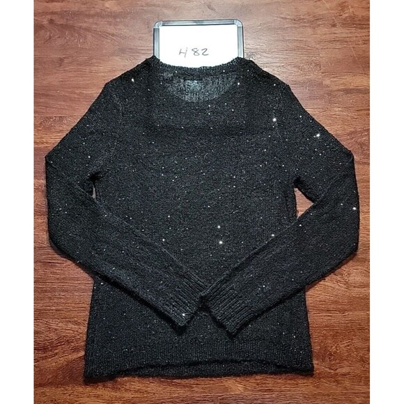 MODA International Black Loose Crochet Sweater With Sequin Accents Size XL - Picture 9 of 9